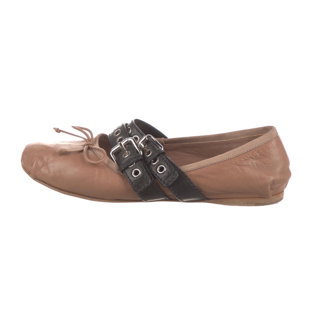 Leather Bow Accents Mary Jane Ballet Flats